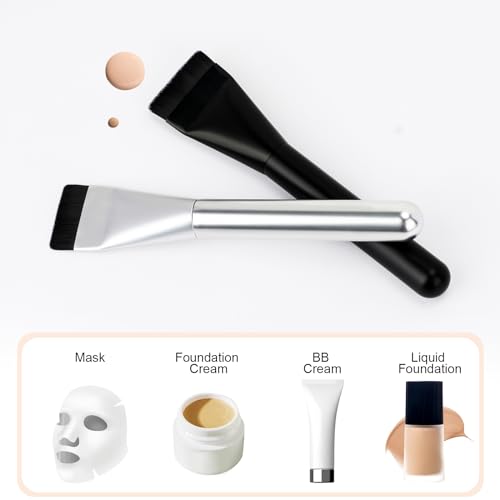BEAUTYFACTOR 2Pcs Flat Foundation Brush,Face Mask Brush Makeup Spatula Facial Brush for Liquid Foundation Mask,Premium Fac...