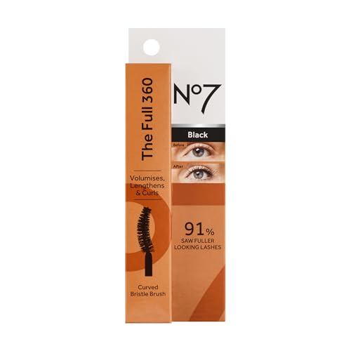 No7 The Full 360 Mascara - Black - Volumizing, Lengthening Mascara for Full, Long Lashes - Clump & Smudge-Free - Up to 24 ...