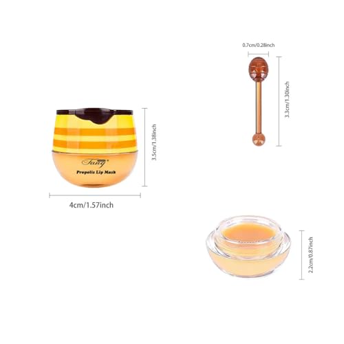 4 PCS Bee Lip Balm Honey Pot,Lip Mask Propolis Moisturizing,Prevention Dry and Cracked Lip Scrubs Exfoliator Lip Wrinkle S...