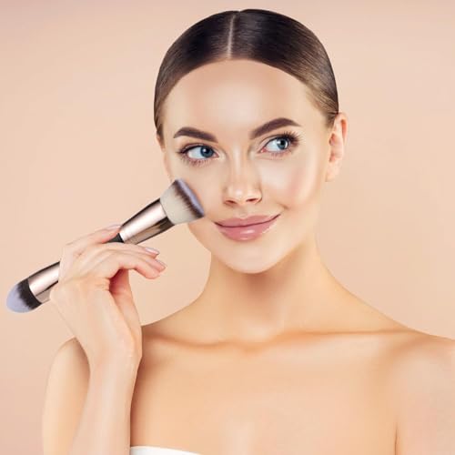 KINGMAS Foundation Brushes, 2Pcs Premium Bronzer Brush Double Ended Contour Makeup Brushes for Buffing Liquid, Cream, Powd...