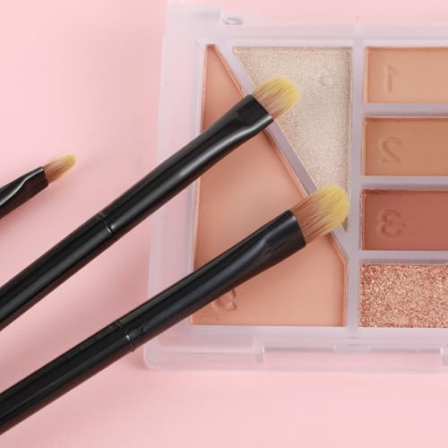 3PCS Flat Concealer Brush Small Black Premium Synthetic Makeup Brushes Under Eye, Travel Foundation Make up Brush Set Prec...