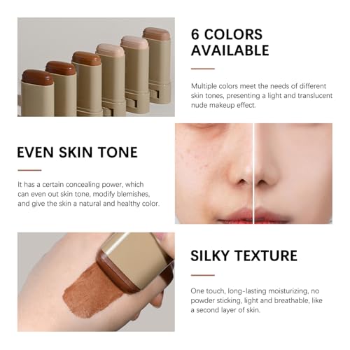 Tinted Moisturizer Stick - Foundation & Serum Hybrid for a Natural, Healthy-Looking Glow, Hydrating Skin Tint Balm with Bu...