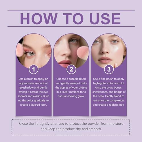 Eye & Cheek Palette - Eyeshadow and Highlighter Makeup, 4-In-1Makeup Palettes Kit, Highlighting Eye & Cheek Palette, Face ...