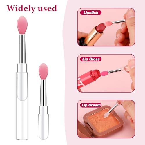 10Pcs Lip Brush Silicone Lip Brushes Tool Lipstick Applicator Brushes with Caps for Makeup Beauty Brushes, Lip Mask Applic...