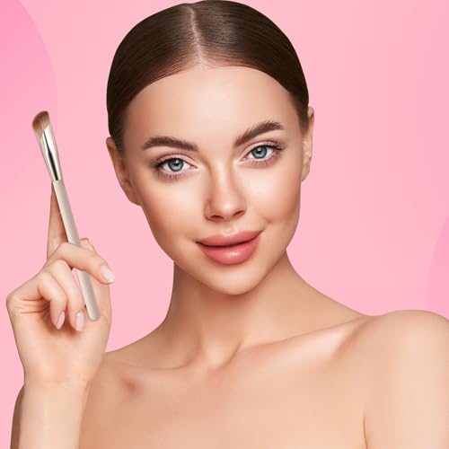 Angled Concealer Brush Under Eye, Medium Nose Contour Brush Foundation Hightlighting Eyeshadow Makeup Brushes with Dense S...
