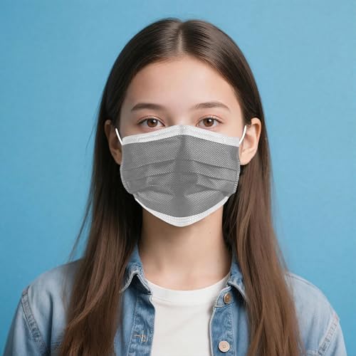 NNPCBT Grey Disposable Face Masks 125 Pack,3-Ply Breathable Mask For Adults,Great For Outdoors,Home, Office, School