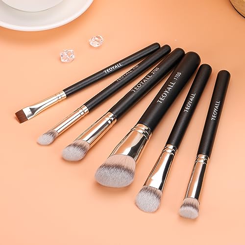 TEOYALL Contour Conceal Brush Set, 3PCS Angled Synthetic Under Eye Concealer Brush for Blending Setting Buffing with Liqui...