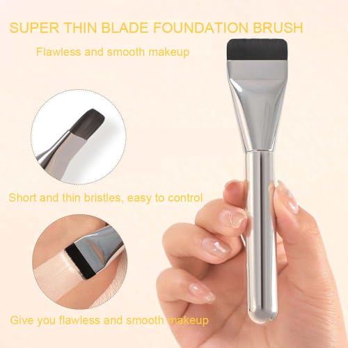 COSHINE 2pcs Super Thin Blade Foundation Makeup Brush Thick Square Flat Flawless Foundation Makeup Brush, Soft Synthetic B...