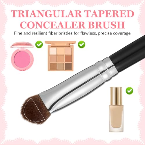Concealer Brush Under Eye Small Flat Angled Bristles Triangle Brushes Multitask Makeup Brush Precise Coverage for Blemishe...