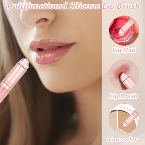 2pcs Silicone Lip and Concealer Makeup Brushes, Premium High Elastic Silicone Brush Set, Lip Mask Applicator Silicone Lip ...