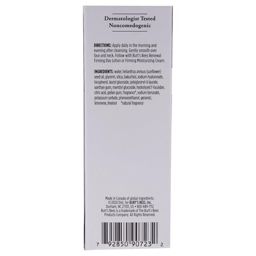 Burt's Bees Renewal Intensive Firming Serum with Bakuchiol Natural Retinol Alternative – 1 ounce (Packaging May Vary)