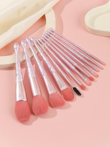 BRUSH ARTIST 12 PCs Premium Synthetic Pink Makeup Brush Set with Makeup Bag Face Powder Brush, Contour Brush, Blush Brush,...