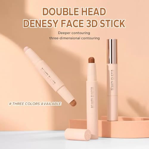 Double Head Contour Stick, Highlight & Contour Bronzer Stick, Durable And Waterproof Contouring Stick Set, Facial Makeup ...