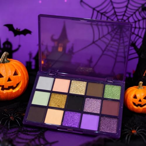 Erinde Purple Eyeshadow Palette, 15 Colors Violet Lavender Green Smokey Eye Shadow Pallet, Matte Shimmer Metallic Glitter,...