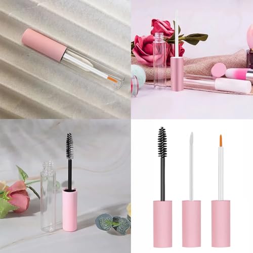 uadbau 3 Pack 10ml Clear Mascara Tube with Wand, Empty Eyeliner Tube and Empty Lip Gloss Tubes, Premium Eyelash Cream Cont...