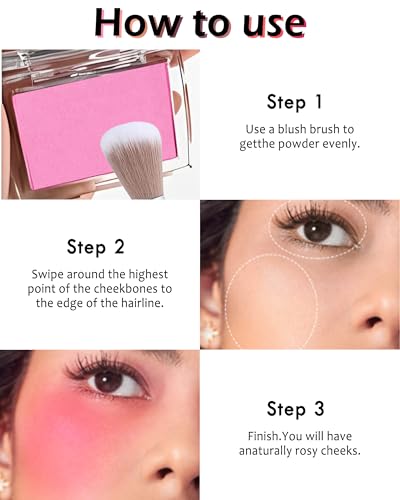 Powder Blush Palette, Matte Powder Makeup Blush for Cheeks, Natural Glow Face Blush Contour Palette, Lightweight, Smooth, ...