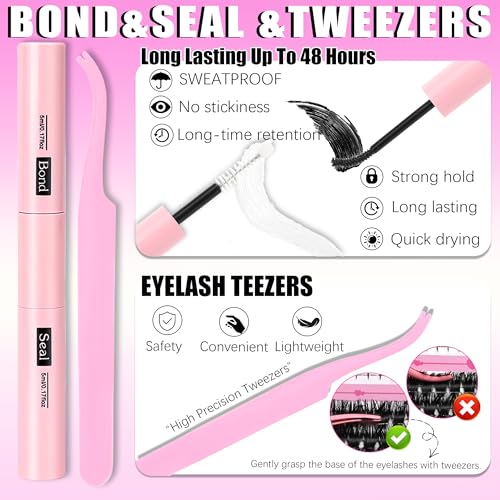 YIDUO Volume Lash Clusters Kit 4 Styles Spiky Manga Clusters Lashes Extensions Kit with 2X Bond and Seal 887Pcs D Curl Wis...