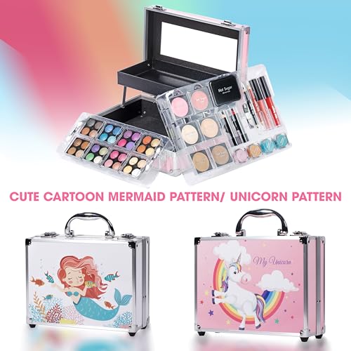 Hot Sugar Makeup Kit for Girls, Kids Makeup Set with Unicorn Train Case Includes Eyeshadow Palette, Blush, Lipstick, Lip P...