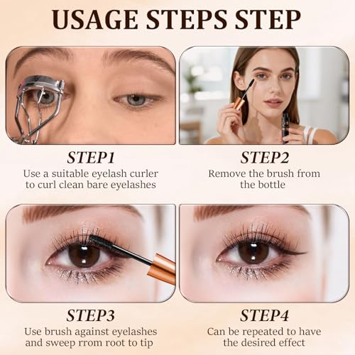 2Pcs Waterproof Silk Fibre Thick Lengthening Mascara, 4D Waterproof Silk Fibre Thick Lengthening Mascara, Long Lasting Smu...