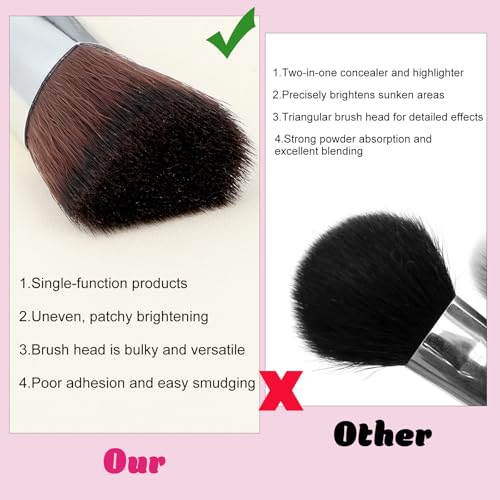 2 Pcs Concealer Brush Angled Eyebrow Brush Beauty Brushes Under Eye Triangle Small Nose Contour Foundation Makeup Angled U...