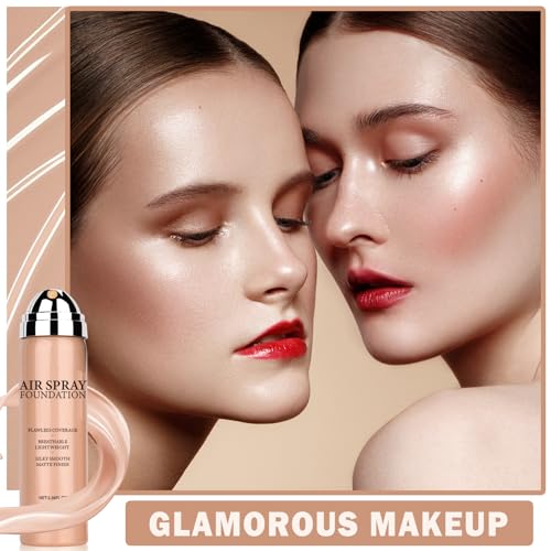 AirBrush Full Coverage Matte Air Cushion Foundation Face Airbrush Makeup Set with Soft Makeup Brush - Natural