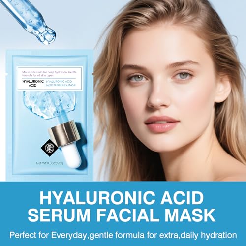 IREV Hyaluronic Acid Face Mask, Face Masks Skincare, Hydrating Mask For Face,Deep Moisturizing Face Sheet Mask, Facial Mas...