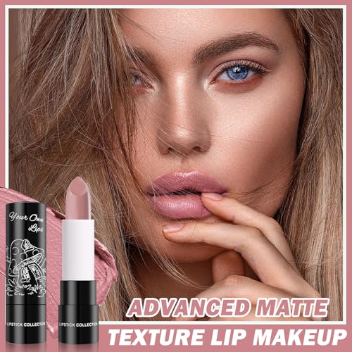 IONSGAKO 3PCS Matte Light Pink Lipstick Nude Lip Gloss Non-Stick Cup Velvet Lip Stain Long Lasting Matte Lipstick for Wome...