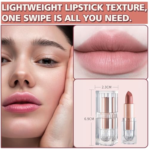 IONSGAKO Matte Nude Lipstick Velvet Lip Gloss Non-Fading Non-Sticky Cup Nude Lipstick Matte Lip Stain Long Lasting Waterpr...
