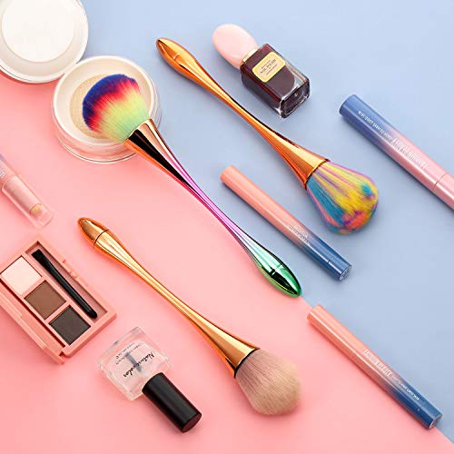 3 Pieces Large Powder Mineral Brushes Nail Design Dust,Soft Fluffy, Foundation, Kabuki Makeup Brushes Colorful Blush Loose...