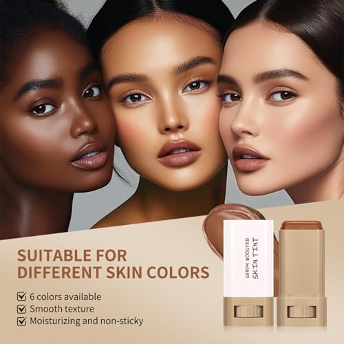 Foundation Stick Beauty Balm Serum Boosted Skin Tint, Solid Tinted Moisturizing Serum Foundation Face Stick, Multifunction...