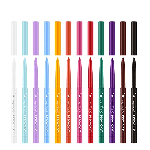 12 Colors Eyeliner Set - Matte Colored Gel Eyeliner Pencils, Waterproof, Smudge-Proof, Long-Lasting Gel Pencils - Natural ...