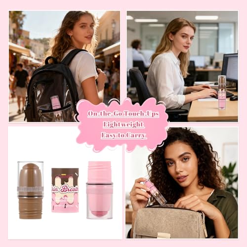 UCANBE Skin Breath Blush & Bronzer Multiuse Stick, 2-in-1 Creamy Face Cheeks Contour Makeup Stick for Natural Radiant Fini...