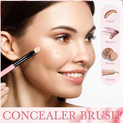 Patelai 48 Pcs Flat Makeup Brushes Flat Lip Concealer Brushes Small Portable Eyebrow Brush Concealer Synthetic Lip Brush B...