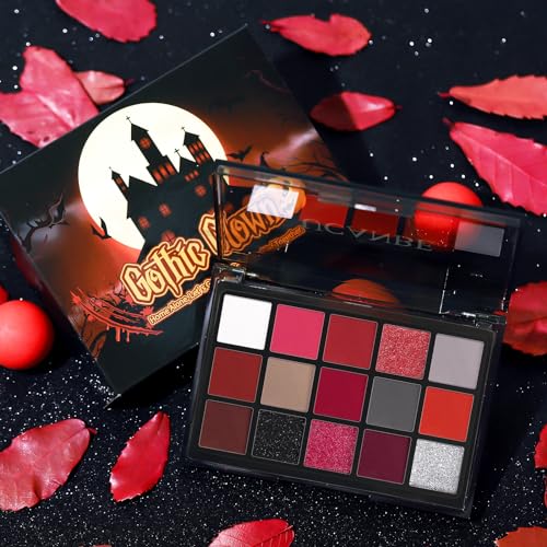 UCANBE Red Eyeshadow Makeup Palette, 15 Colors Burgunry Gray Silver Shimmer Matte Glitter Metallic Eye Shadow Pallet, Pigm...