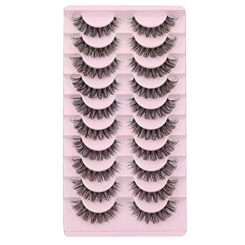 wiwoseo Eyelashes Clear Band Natural Wispy Lashes Natural Look Russian Strip Lashes 3D Effect 16MM Cat Eye Lashes that Loo...