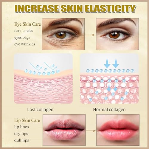 Miniling 30 Pairs 24K Gold Eye Masks & Lip Masks, Under Eye Patches for Puffy Eyes, Lip Mask Skincare, Galentines Day Gift...