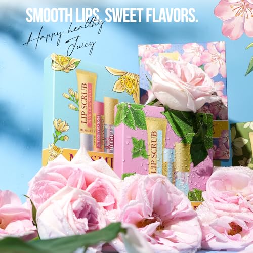 Lip Scrub + Lip Balm + Lip Oil + Headband Gift Set, Vitamin E lip Care Set, Clear Toot Lip Gloss, Exfoliate, Exfoliate Dea...