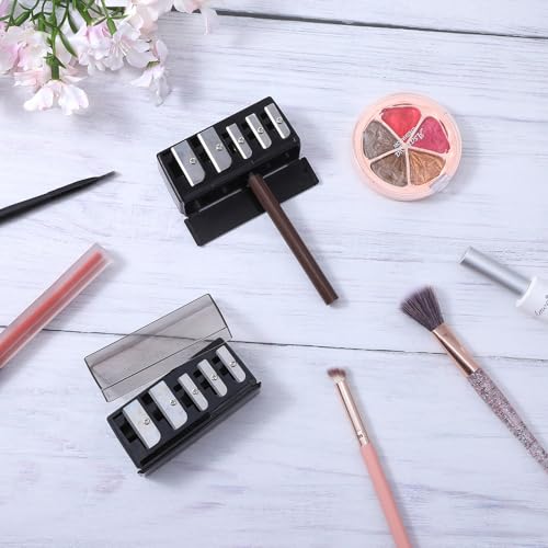 2 Pack Lip Liner Pencil Sharpener 5 Hole Long Point Eye Pencils Sharpener Tool, Cosmetic Makeup Pencil Sharpeners for Eyel...