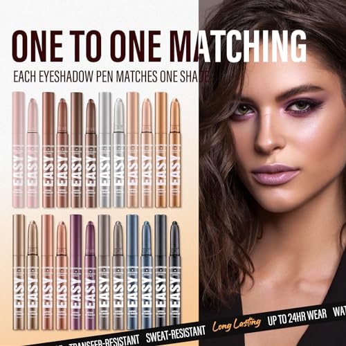 LANGMANNI Eyeshadow Stick,4 PCS Waterproof Multi-Color Eyeshadow Pen Set,Creamy Long-Lasting Eye Makeup Kit,Natural & Shim...