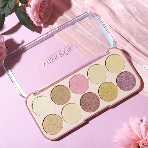 10-Colors Highlighter Makeup Palette: Long-Lasting Shimmer Glow Highlighter Makeup Powder - Waterproof Smooth Face Highlig...