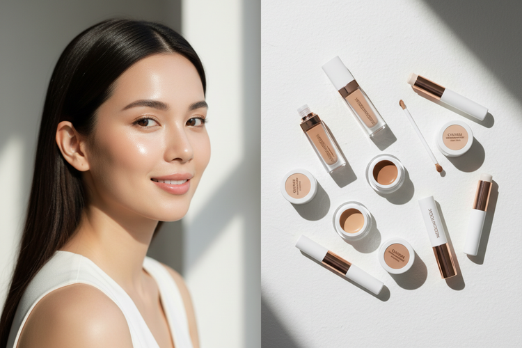Premium concealer for full coverage and brightening with crease-resistant wear