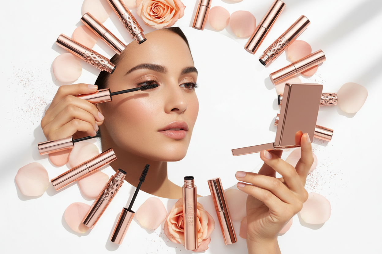 Luxury mascara for lengthening and volumizing lashes with smudge-resistant wear