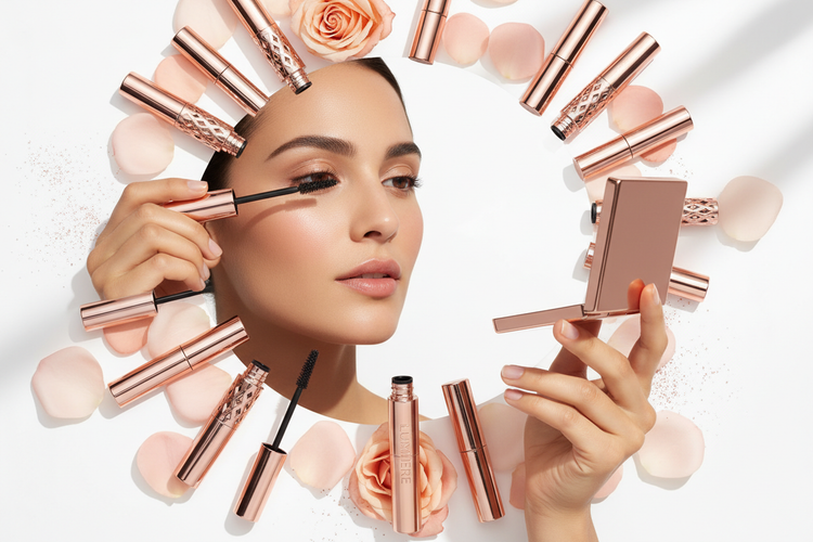 Luxury mascara for lengthening and volumizing lashes with smudge-resistant wear