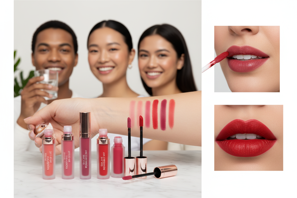 Lip tint and stain for long-lasting, lightweight, transfer-resistant color