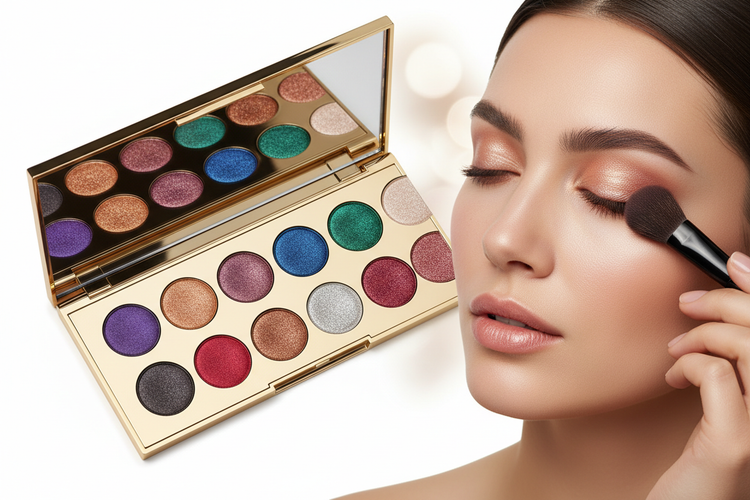 Premium eyeshadow palette with matte and shimmer shades for versatile eye looks