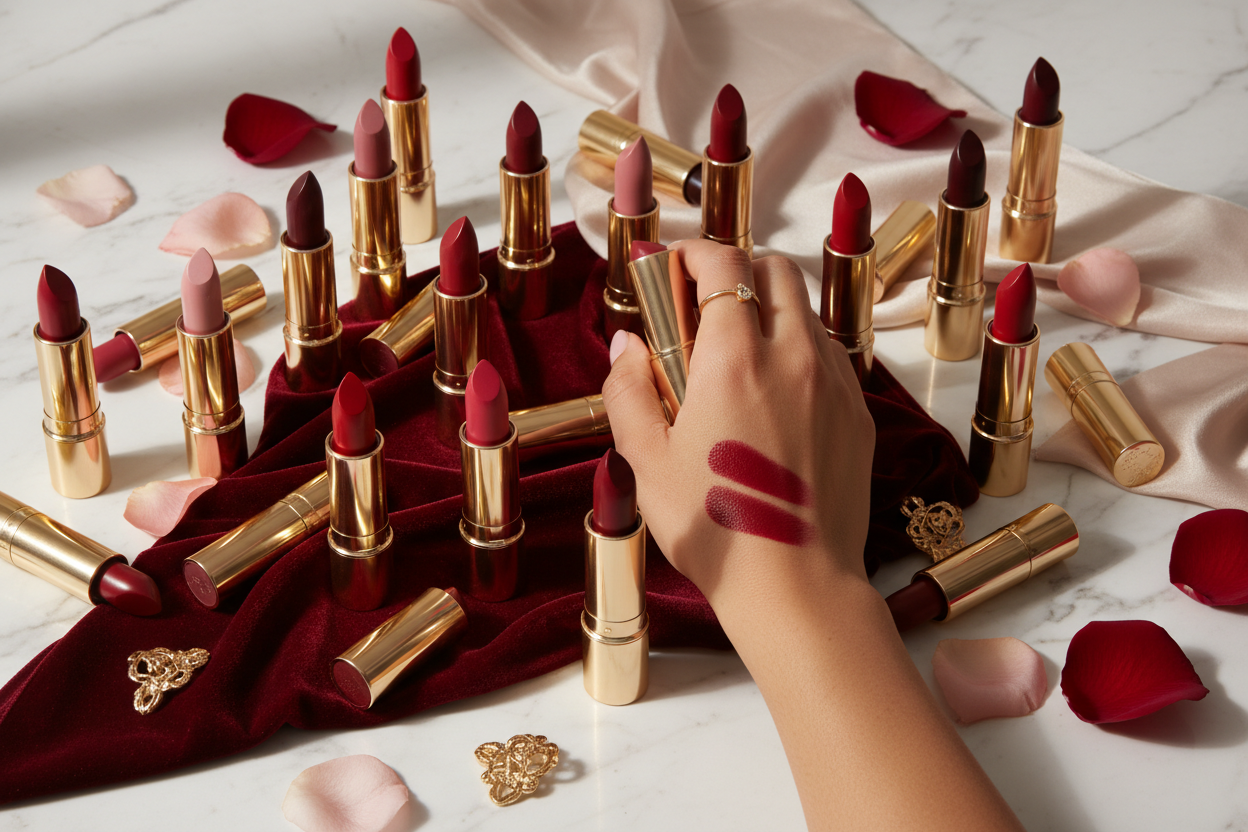 Premium lipstick with rich color payoff in cream or matte long-wear finish