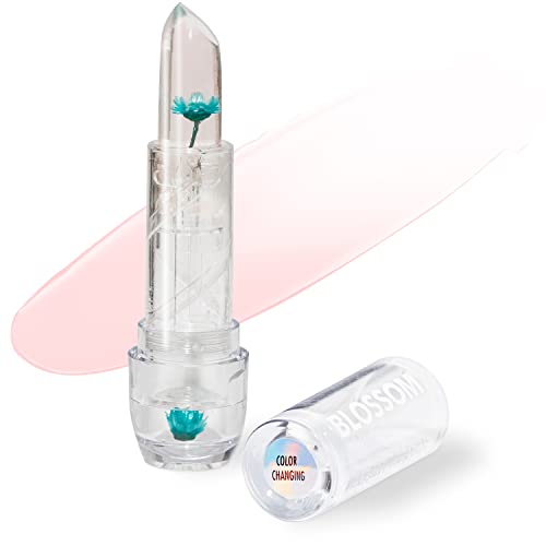 Blossom Lip Gloss Moisturizing pH Lip Balm, Strawberry Scented Color Changing Crystal Lip Stain Tint, Infused with Real Fl...