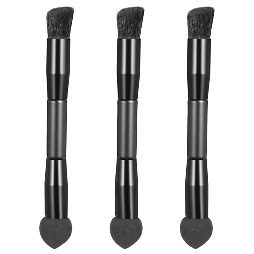 3 Pcs Dual Ended Hairline Brushes, Root Concealer Brush Set with Sponge Tip and Soft Bristles Premium Concealer Brush for ...