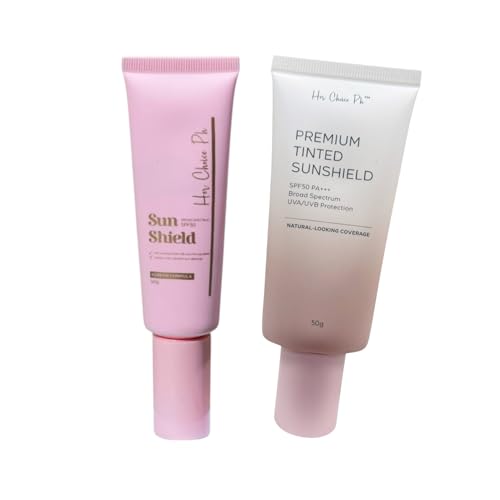Her Choice Sunscreen Duo – Sun Shield SPF50 PA+++ & Premium Tinted Sunshield SPF50 PA+++ (2 x 50g) | Broad Spectrum UVA/UV...