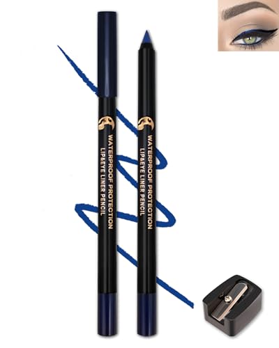 Blue Eyeliner Gel Pencil, Sharpenable Multi-Use Colored Eyeliner Waterproof Smudge-Proof, Cream Smooth Matte Eye Liner Pen...